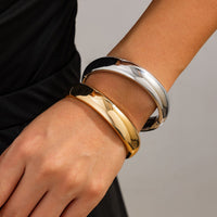 Thumbnail for Classic Gold Silver Plated Bangle Bracelet - ArtGalleryZen