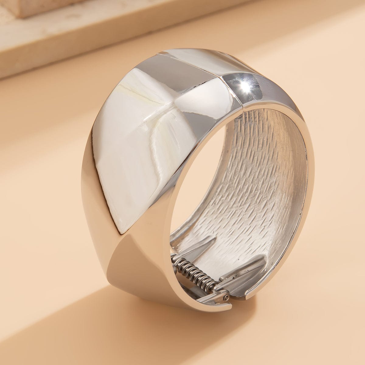 Classic Gold Silver Plated Cut Surface Wide Cuff Bangle Bracelet