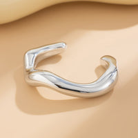 Thumbnail for Classic Gold Silver Plated Glossy Wave Bangle Bracelet - ArtGalleryZen