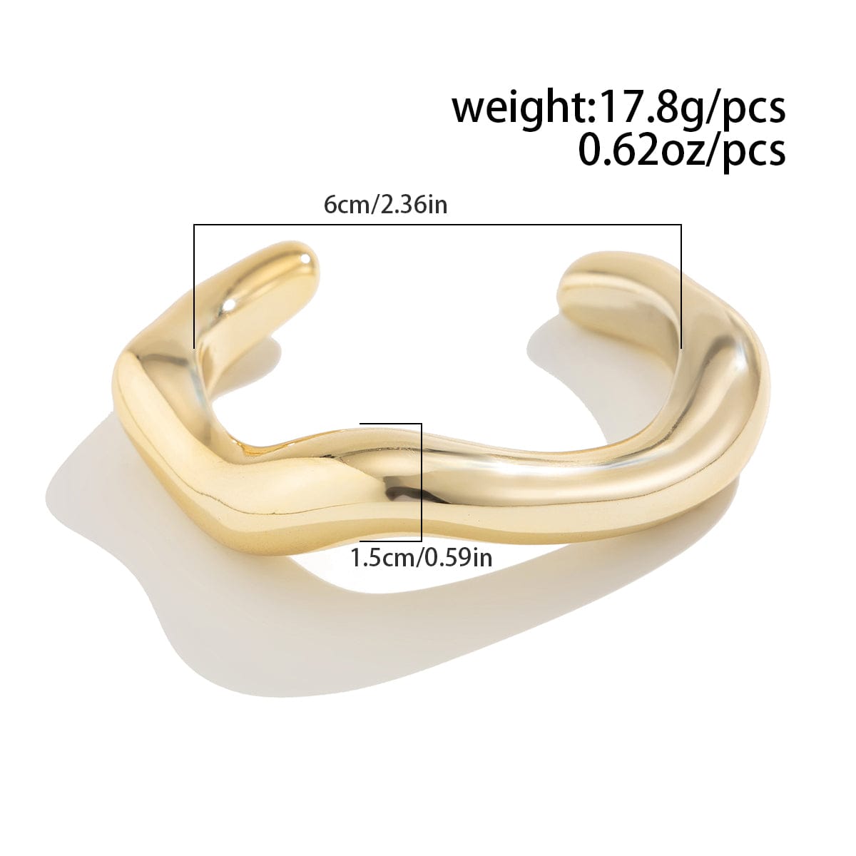 Classic Gold Silver Plated Glossy Wave Bangle Bracelet - ArtGalleryZen