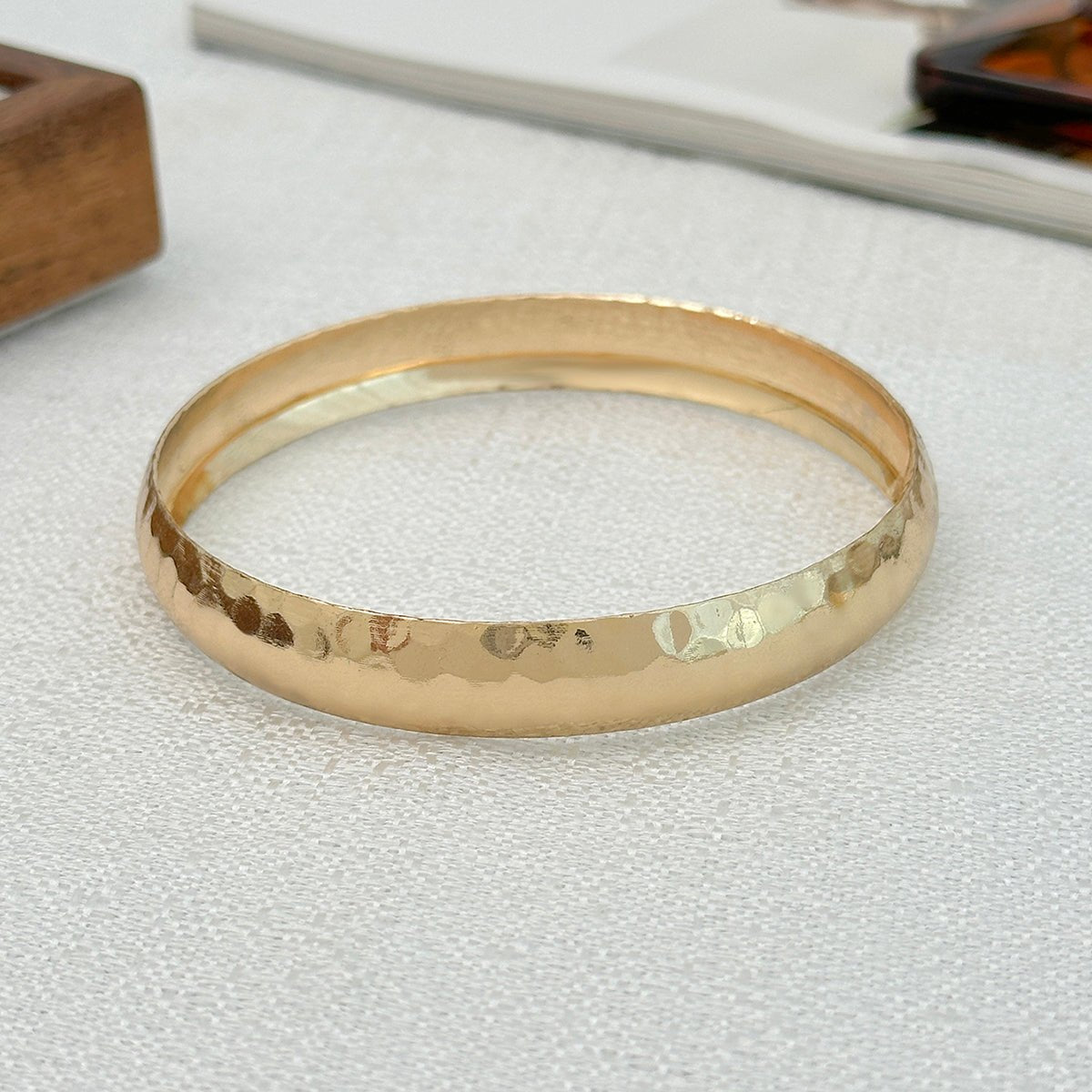 Classic Gold Silver Plated Hammered Arm Cuff - ArtGalleryZen