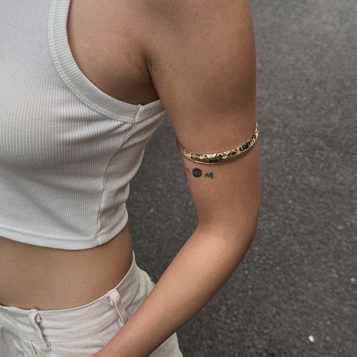 Classic Gold Silver Plated Hammered Arm Cuff - ArtGalleryZen