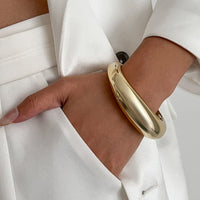 Thumbnail for Classic Gold Silver Plated Open Bangle Bracelet - ArtGalleryZen