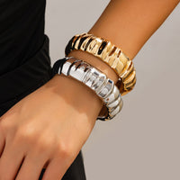 Thumbnail for Classic Gold Silver Plated Textured Bangle Bracelet