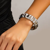 Thumbnail for Classic Gold Silver Plated Textured Bangle Bracelet