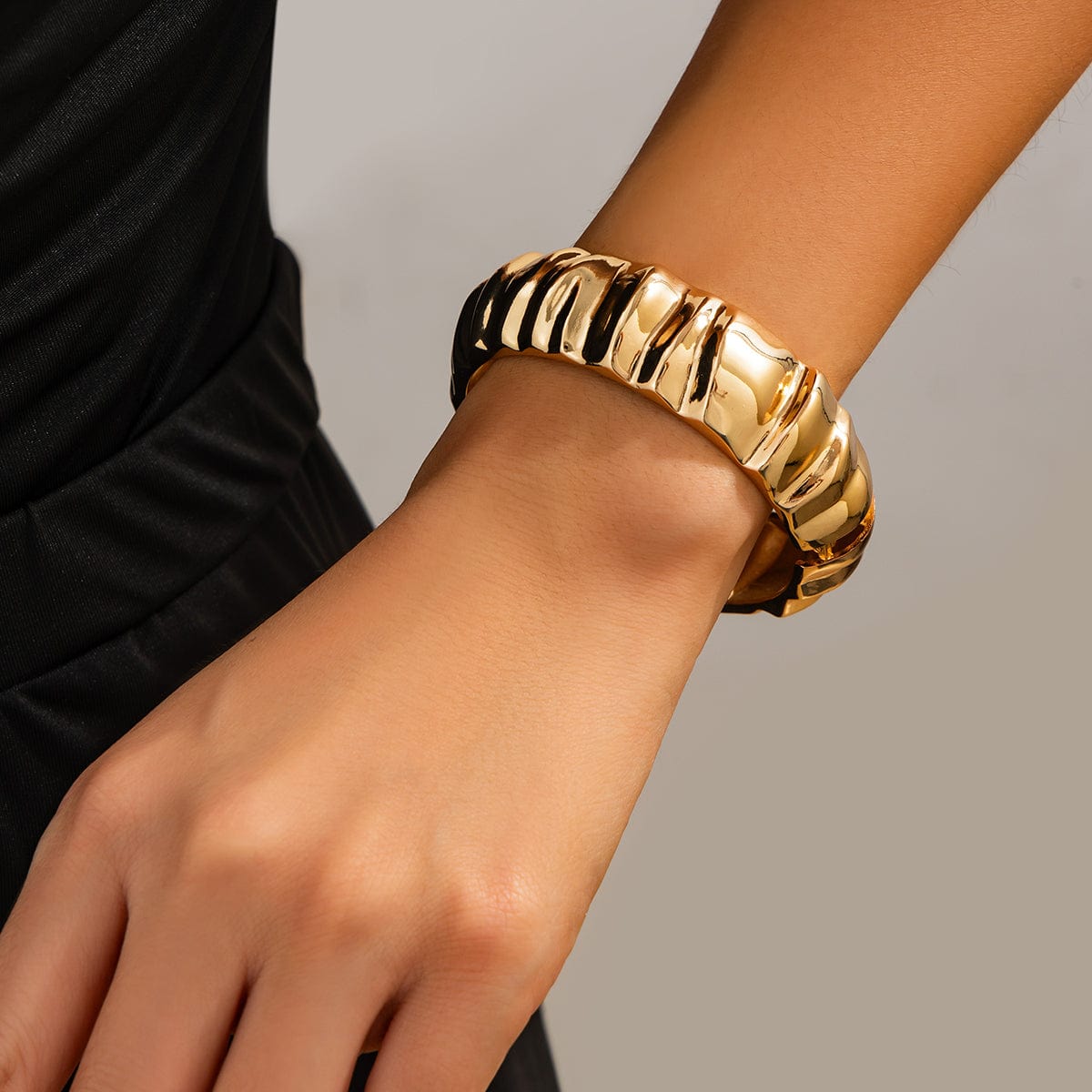 Classic Gold Silver Plated Textured Bangle Bracelet