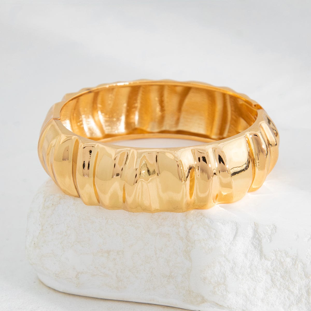 Classic Gold Silver Plated Textured Bangle Bracelet