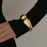 Thumbnail for Classic Gold Silver Tone Glossy Open Bangle Bracelet