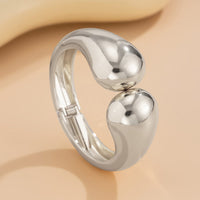 Thumbnail for Classic Gold Silver Tone Glossy Open Bangle Bracelet