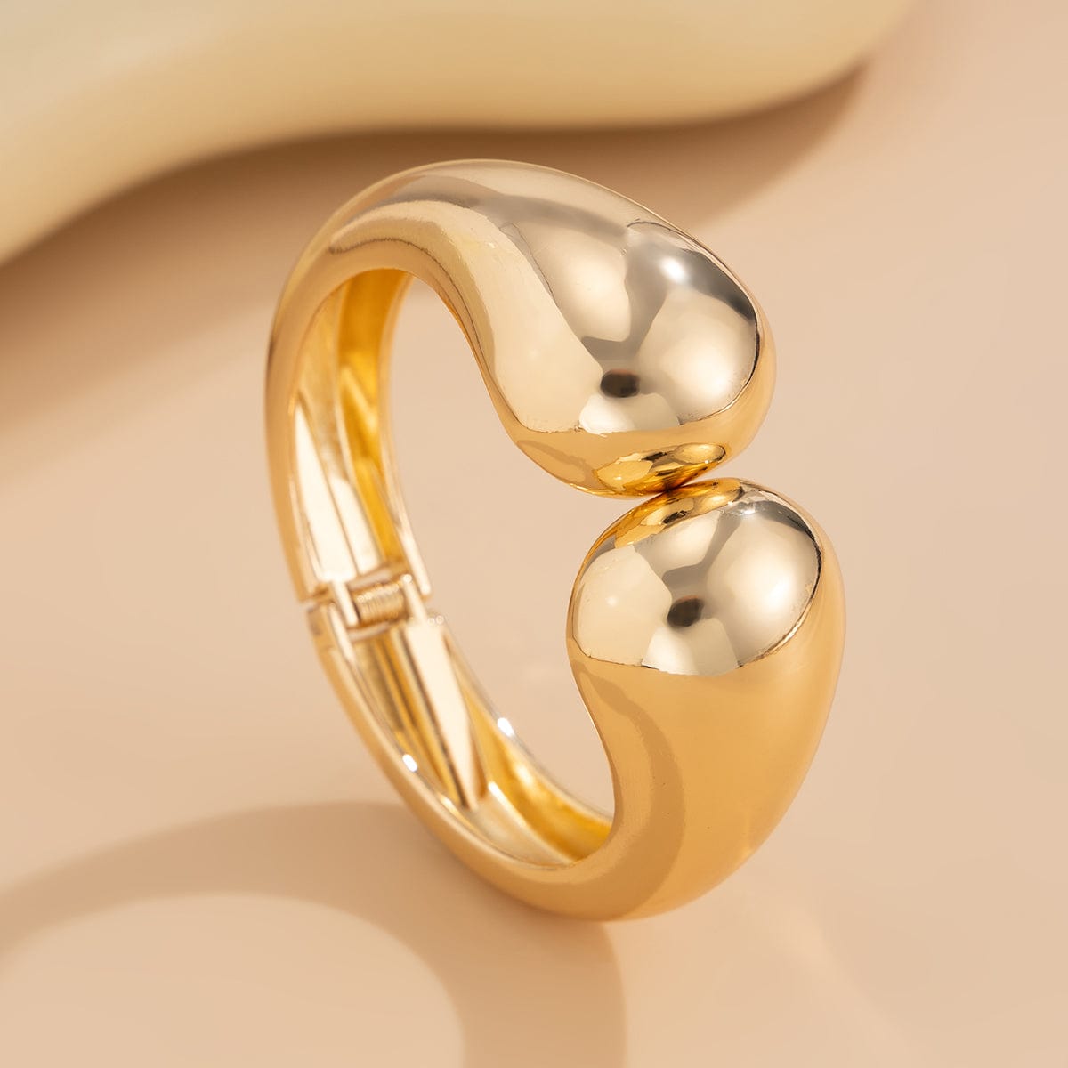 Classic Gold Silver Tone Glossy Open Bangle Bracelet