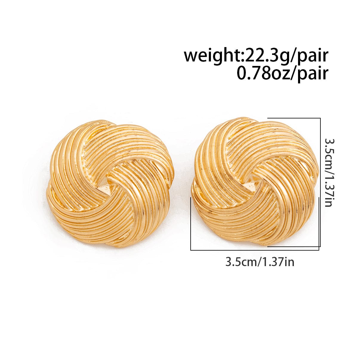 Classic Gold Silver Tone Spiral Textured Stud Earrings