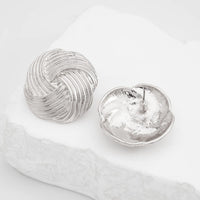 Thumbnail for Classic Gold Silver Tone Spiral Textured Stud Earrings