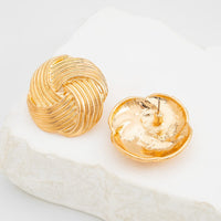 Thumbnail for Classic Gold Silver Tone Spiral Textured Stud Earrings