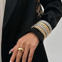 Thumbnail for Classic Gold Silver Tone Twisted Bangle Bracelet Set - ArtGalleryZen