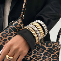 Thumbnail for Classic Gold Silver Tone Twisted Bangle Bracelet Set - ArtGalleryZen