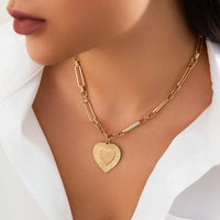 Thumbnail for Classic Heart Pendant Paperclip Chain Necklace