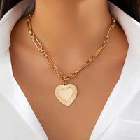 Thumbnail for Classic Heart Pendant Paperclip Chain Necklace