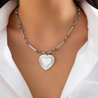 Thumbnail for Classic Heart Pendant Paperclip Chain Necklace