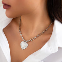 Thumbnail for Classic Heart Pendant Paperclip Chain Necklace