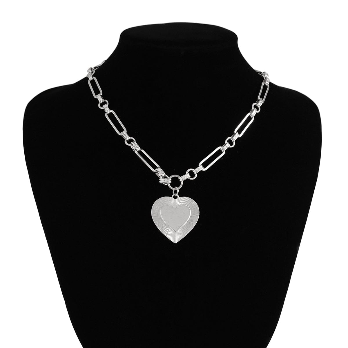 Classic Heart Pendant Paperclip Chain Necklace