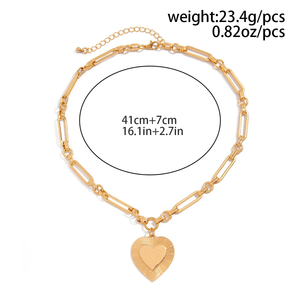 Classic Heart Pendant Paperclip Chain Necklace