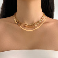 Thumbnail for Classic Layered Curb Herringbone Chain Necklace Set - ArtGalleryZen