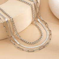 Thumbnail for Classic Layered Curb Herringbone Chain Necklace Set - ArtGalleryZen