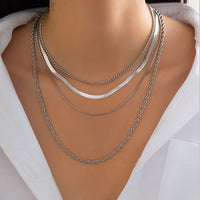 Thumbnail for Classic Layered Gold Silver Plated Rope Snake Box Chain Necklace Set