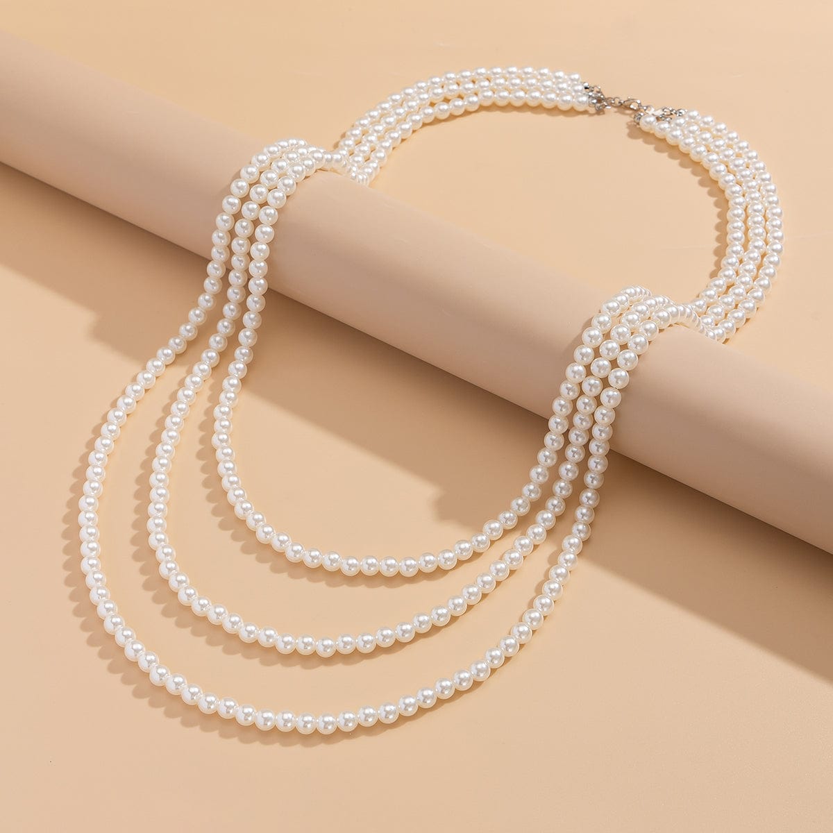 Classic Layered Pearl Long Chain Necklace - ArtGalleryZen