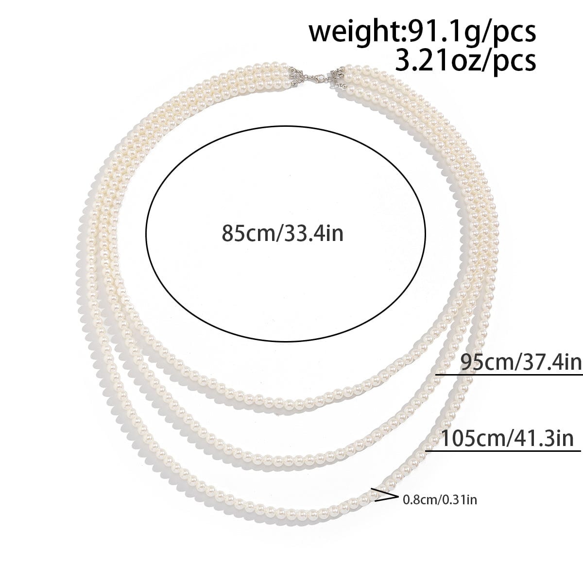 Classic Layered Pearl Long Chain Necklace - ArtGalleryZen