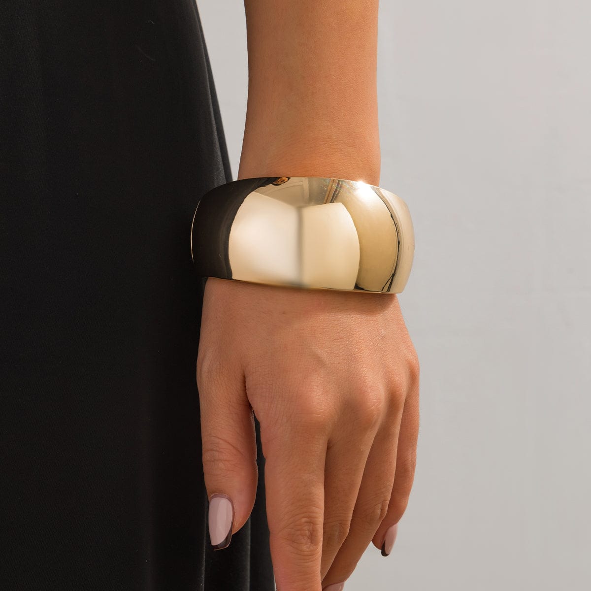 Classic Metallic Chunky Wide Cuff Bangle Bracelet