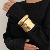 Thumbnail for Classic Minimalist Gold Silver Tone Glossy Bangle Bracelet - ArtGalleryZen