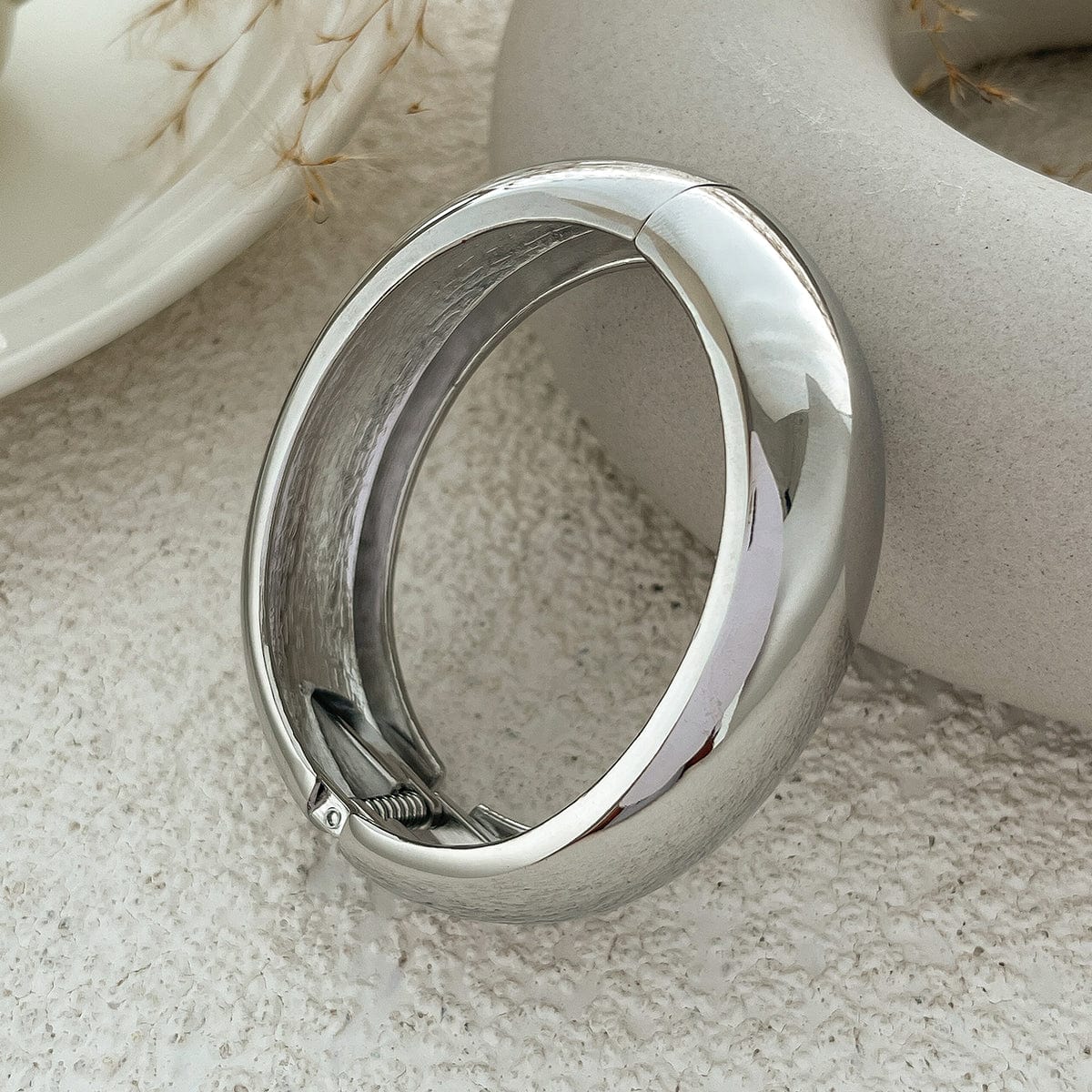 Classic Minimalist Gold Silver Tone Glossy Bangle Bracelet