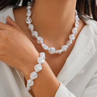 Thumbnail for Classic Toggle Clasp Irregular Pearl Chain Necklace Bracelet