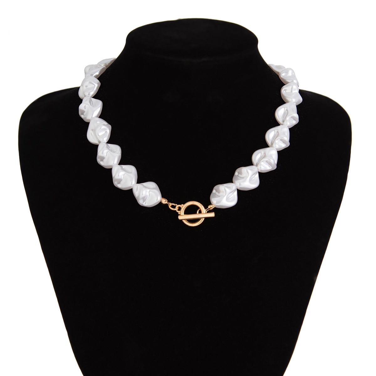 Classic Toggle Clasp Irregular Pearl Chain Necklace Bracelet