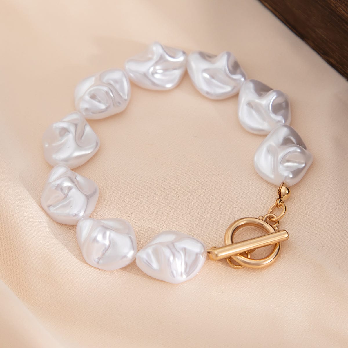 Classic Toggle Clasp Irregular Pearl Chain Necklace Bracelet