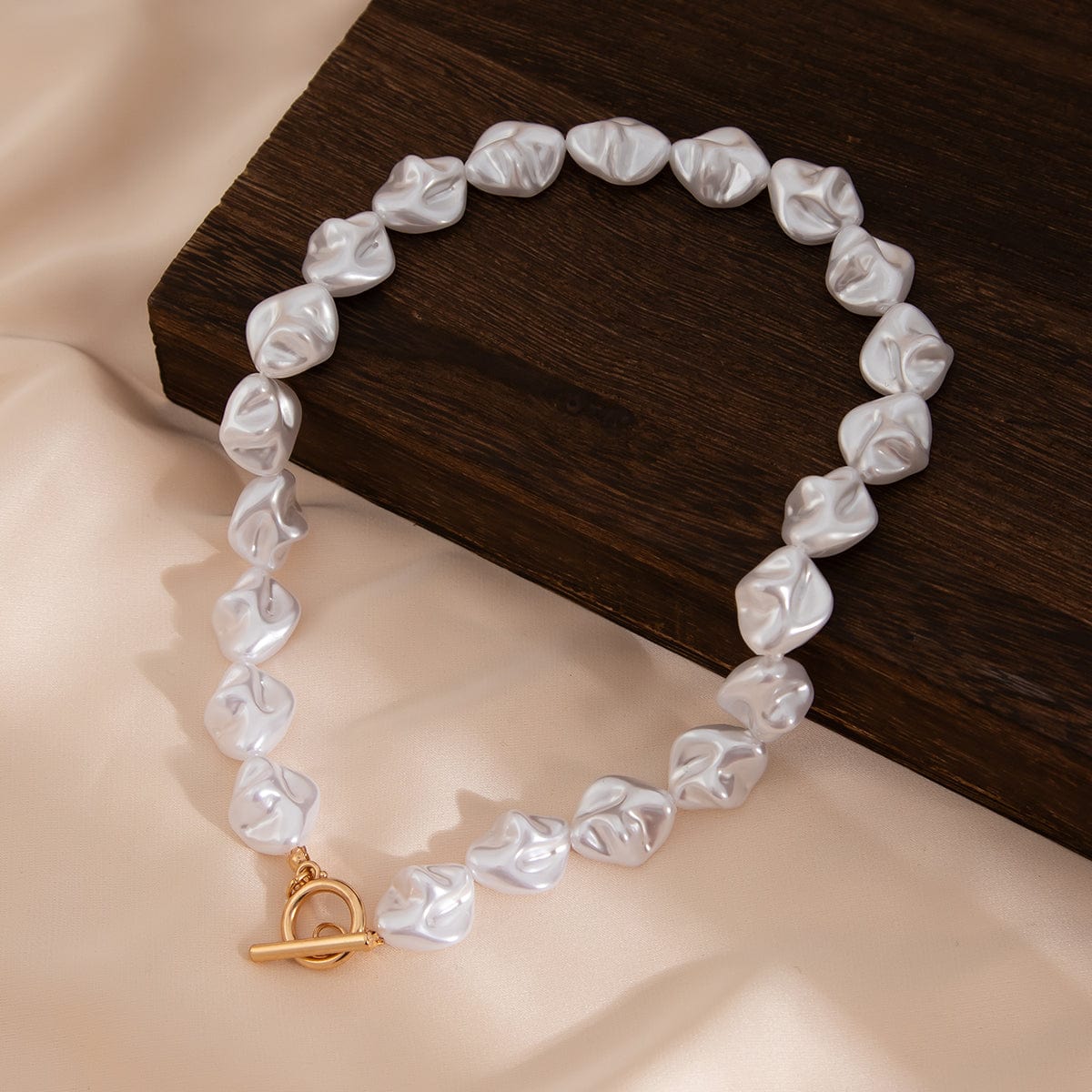 Classic Toggle Clasp Irregular Pearl Chain Necklace Bracelet