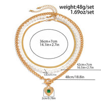 Thumbnail for Classic Toggle Clasp Layered Heart Pendant Pearl Snake Chain Necklace Set