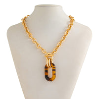 Thumbnail for Classic Toggle Clasp Leopard Hoop Pendant Curb Chain Necklace