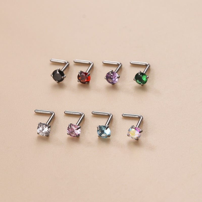 Colorful 3mm CZ Inlaid Stainless Steel Nose Piercing Nose Stud - ArtGalleryZen