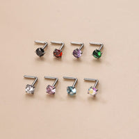 Thumbnail for Colorful 3mm CZ Inlaid Stainless Steel Nose Piercing Nose Stud - ArtGalleryZen