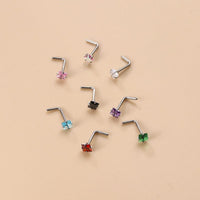 Thumbnail for Colorful 3mm CZ Inlaid Stainless Steel Nose Piercing Nose Stud - ArtGalleryZen
