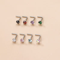 Thumbnail for Colorful 3mm CZ Inlaid Stainless Steel Nose Piercing Nose Stud - ArtGalleryZen