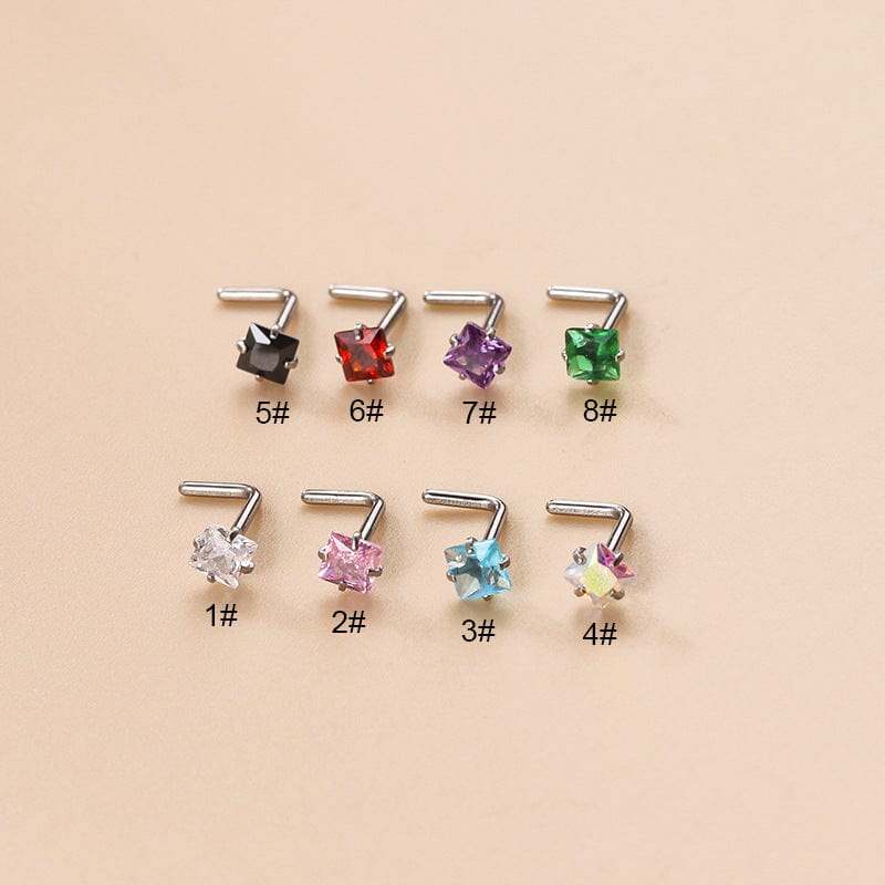 Colorful 3mm CZ Inlaid Stainless Steel Nose Piercing Nose Stud - ArtGalleryZen