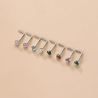 Thumbnail for Colorful 3mm CZ Inlaid Stainless Steel Nose Piercing Nose Stud - ArtGalleryZen