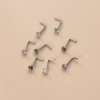 Thumbnail for Colorful 3mm CZ Inlaid Stainless Steel Nose Piercing Nose Stud - ArtGalleryZen