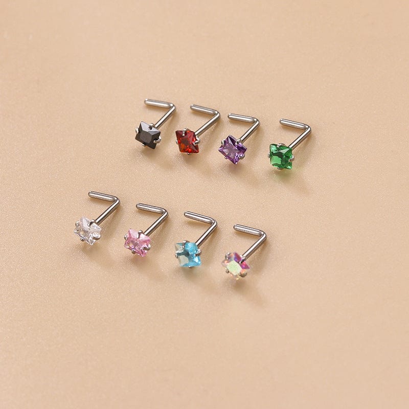 Colorful 3mm CZ Inlaid Stainless Steel Nose Piercing Nose Stud - ArtGalleryZen