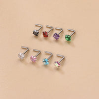 Thumbnail for Colorful 3mm CZ Inlaid Stainless Steel Nose Piercing Nose Stud - ArtGalleryZen