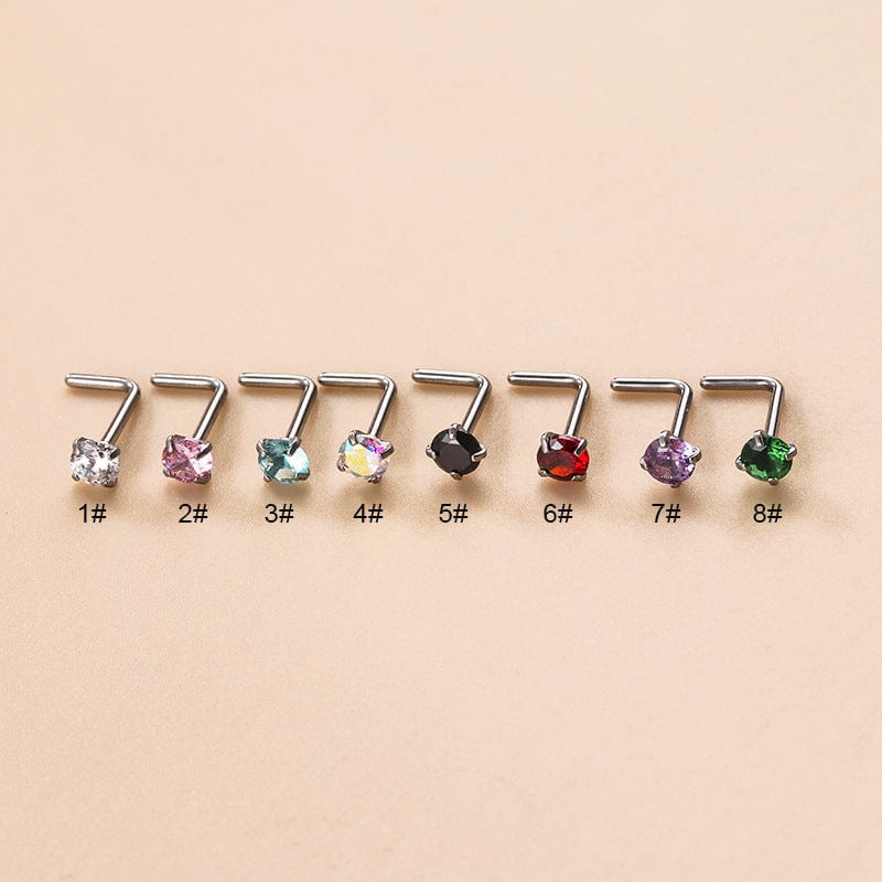 Colorful 3mm CZ Inlaid Stainless Steel Nose Piercing Nose Stud - ArtGalleryZen