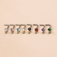 Thumbnail for Colorful 3mm CZ Inlaid Stainless Steel Nose Piercing Nose Stud - ArtGalleryZen